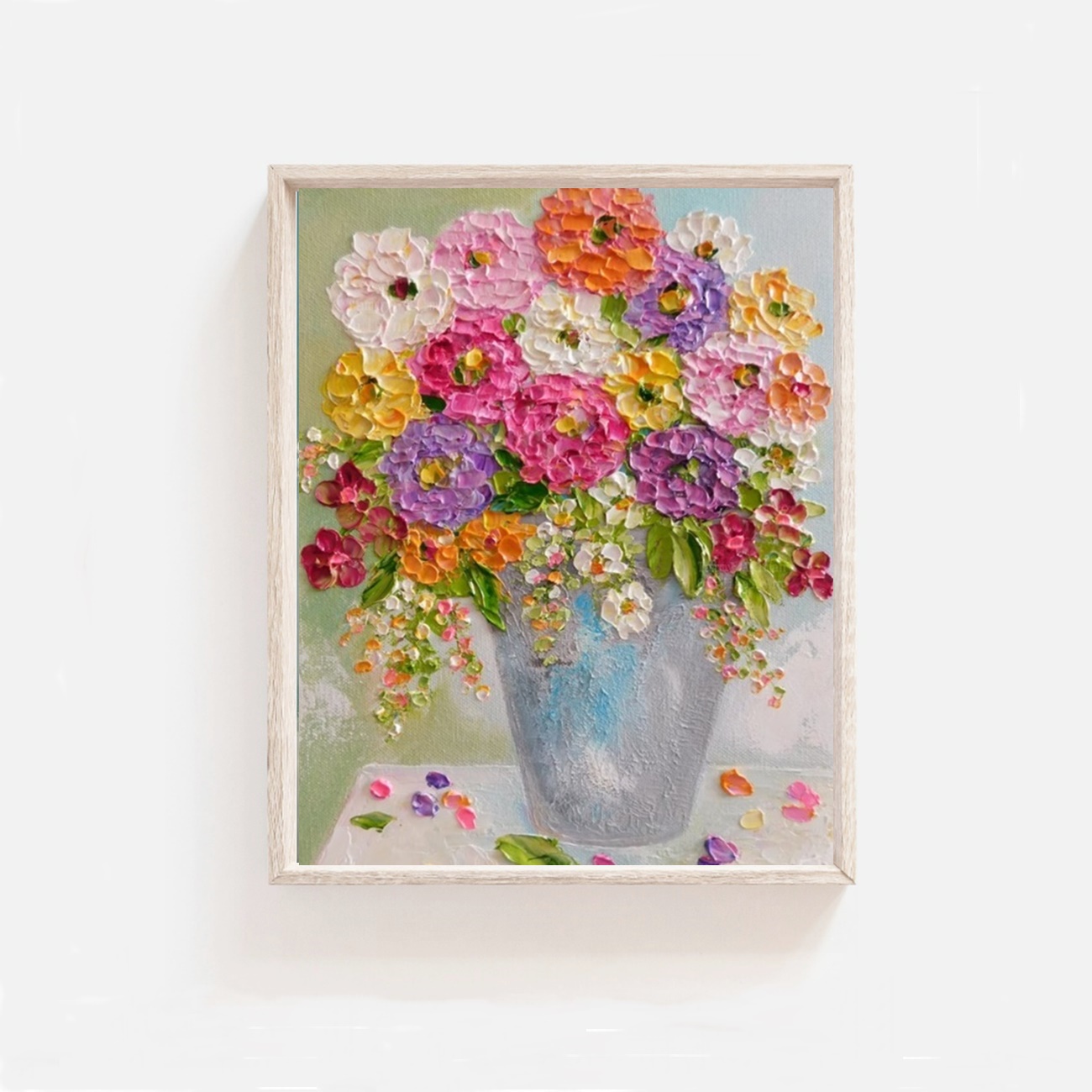 Custom Impasto Zinnia Flower Painting, Impasto Oil Painting