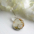 White hydrangea and gold sterling silver dried flower necklace