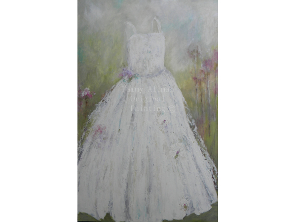 dress oil painting, white dress oil painting,