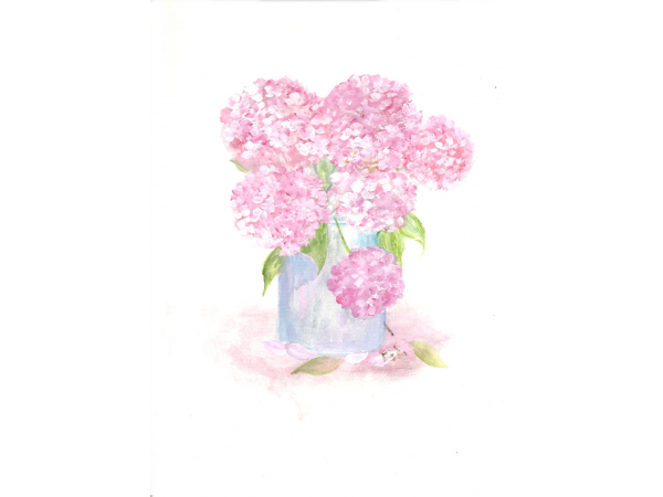 Pink Hydrangea Watercolor