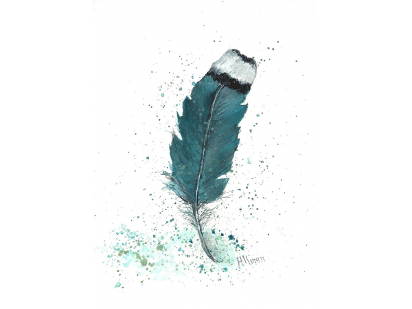 Turquoise Feather Watercolor