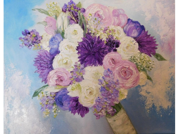 Bridal bouquet oil painting
