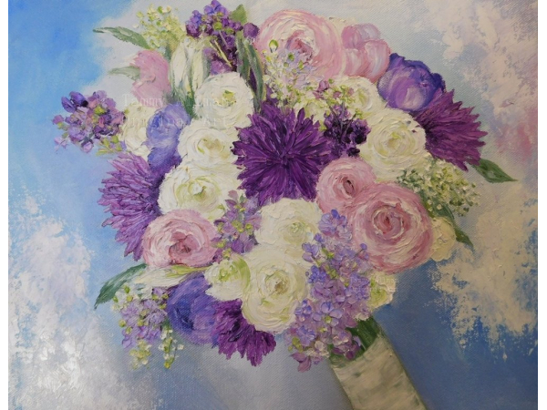 bridal bouquet oil impasto painting