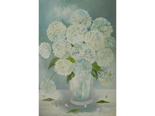 Blue and White Hydrangea painting
