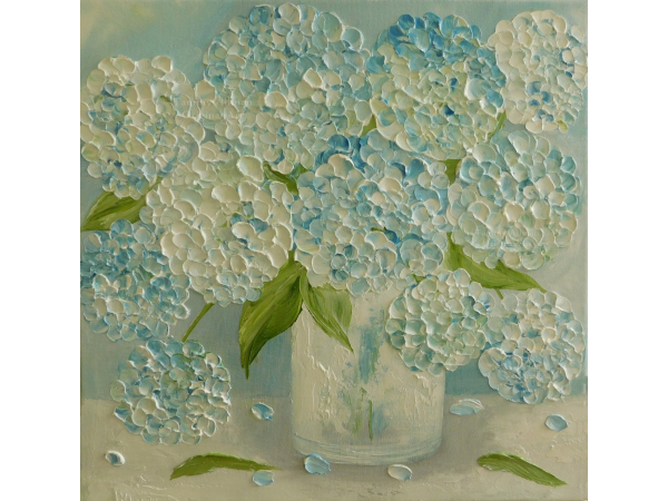 Blue and White Hydrangea painting