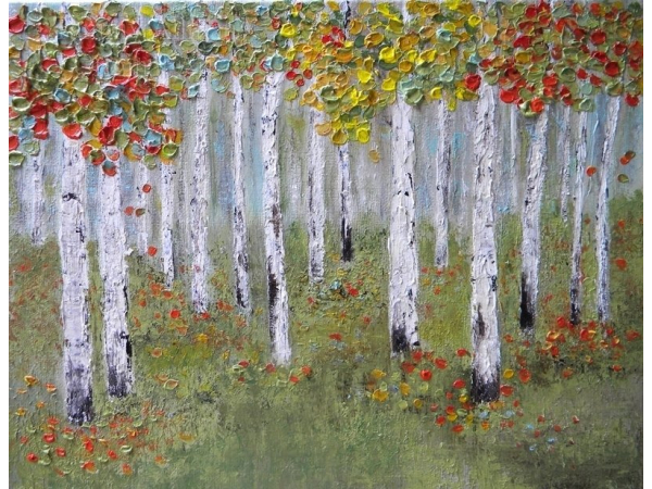 birch tree painting