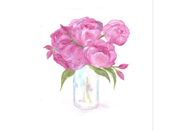 pink  peony watercolor