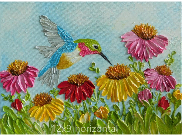 hummingbird landscape painting