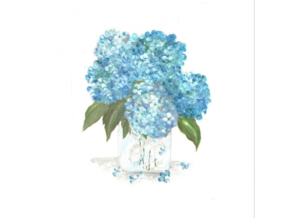 Aqua Hydrangea Original Watercolor Print