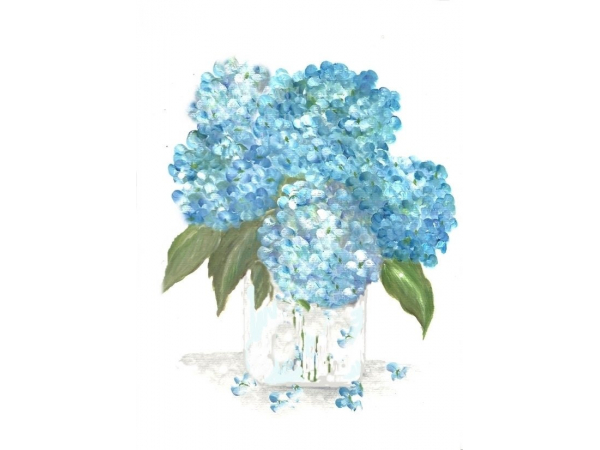 blue hydrangea original watercolor print