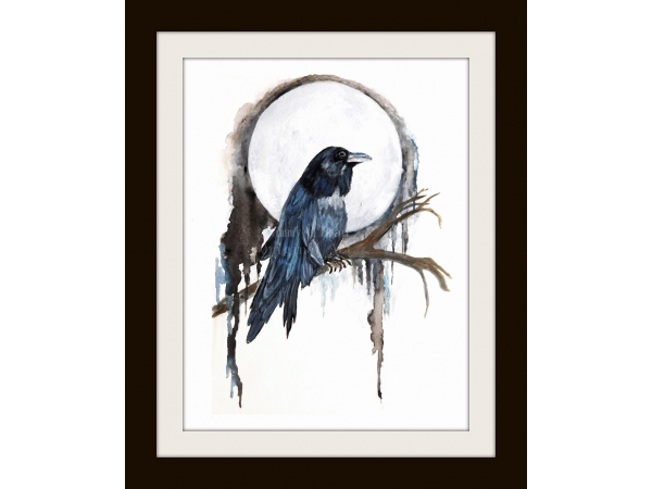 raven and moon watercolor