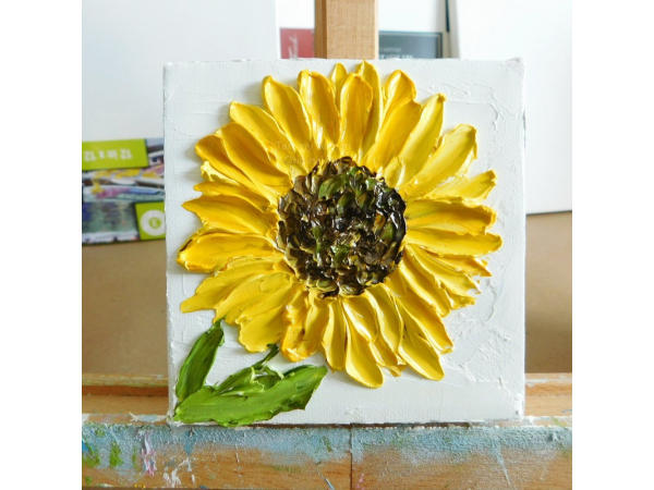 sunflower painting on easel