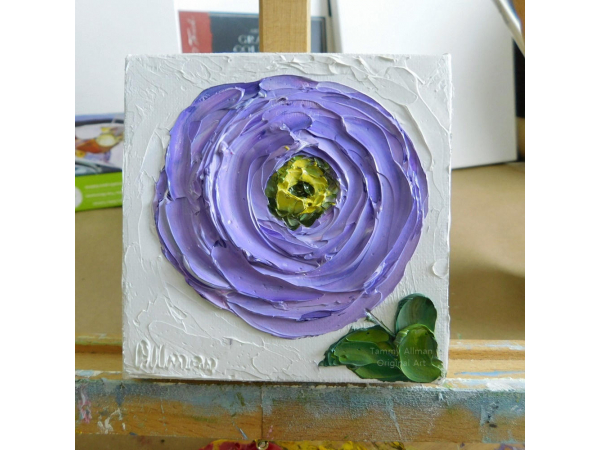 purple ranunculus oil painting
