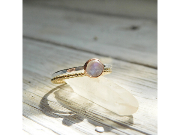Silver and copper Moonstone ring