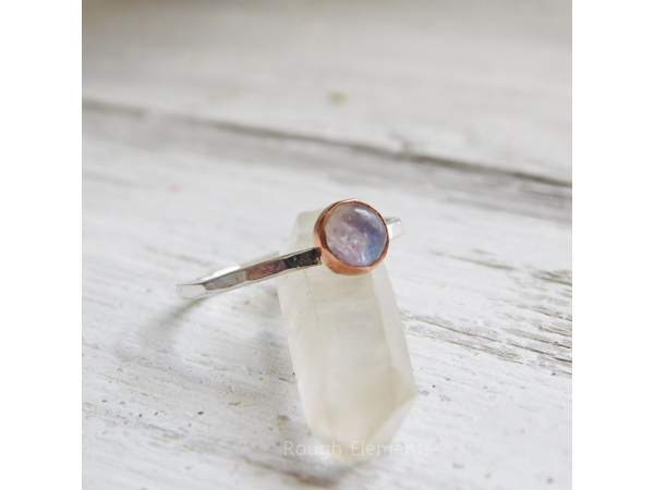 Rainbow Moonstone Fine Silver and Copper Ring