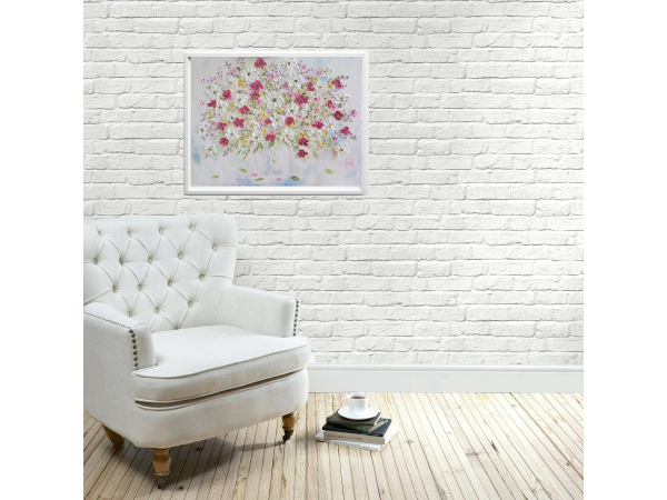 Custom Whimsical Pastel and Rose Flowers Oil Impasto,