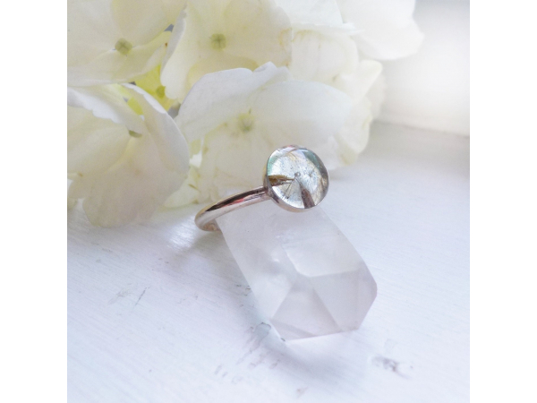 Sterling Silver Dandelion Ring, Make a Wish , Dandelion Stacking Ring