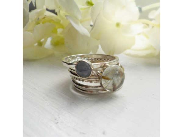 Sterling Silver Dandelion Ring, Make a Wish , Dandelion Stacking Ring