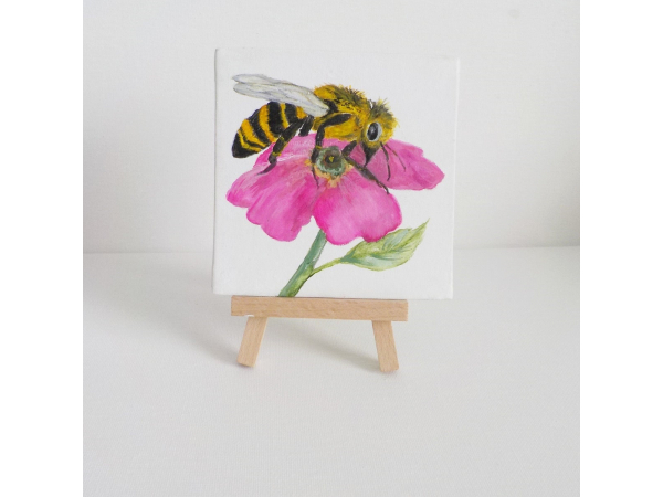 Bee and Flower miniature painting