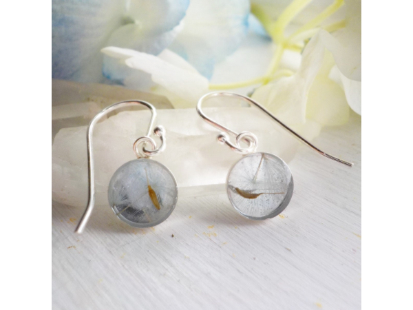 Dandelion Seed Drop Resin Earrings