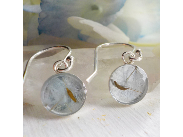 Dandelion Seed Drop Resin Earrings