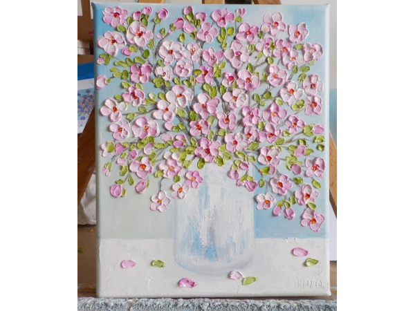 Cherry Blossom Oil Impasto Painting, Custom Painting, Choose your size