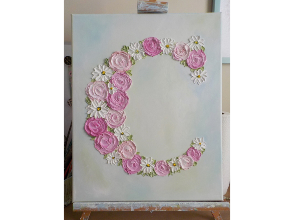 Nursery oil impasto letter painting