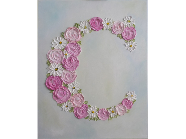 Nursery Initial Impasto Painting, Nursery Decor