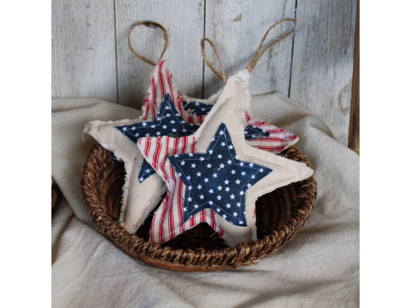 Americana Flour Sack Fabric Star,  Patriotic Decor, 4th of July Decor,