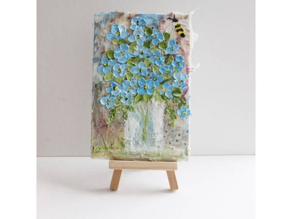 Mixed Media Oil "Forget Me Not " Painting
