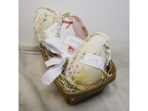Antique quilted  fabric eggs