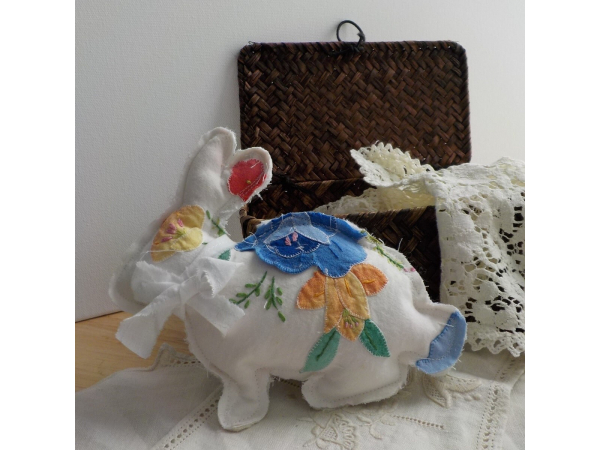 Vintage Embroidery Linen Bunny
