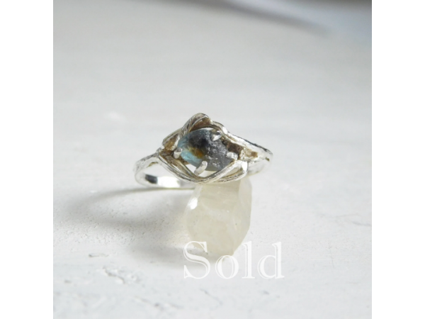 blue sapphire rough raw stone ring, sold