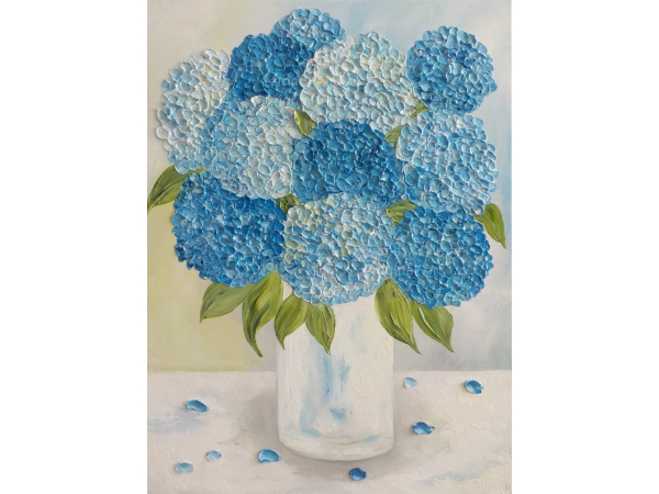 Hydrangea Oil Impasto painting