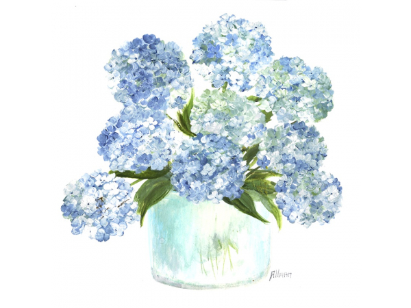 Blue Hydrangea Watercolor