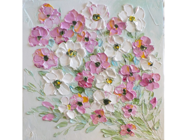 Impressionistic floral bouquet painting