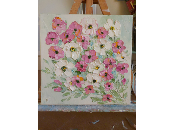 Oil Impasto daisy flower painting