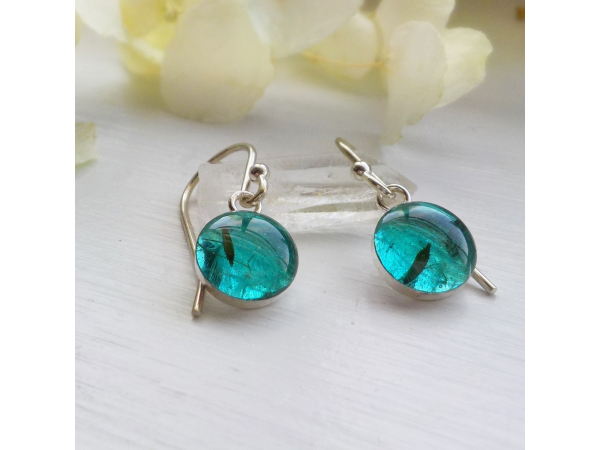 aqua sterling silver eco resin dangle earrings