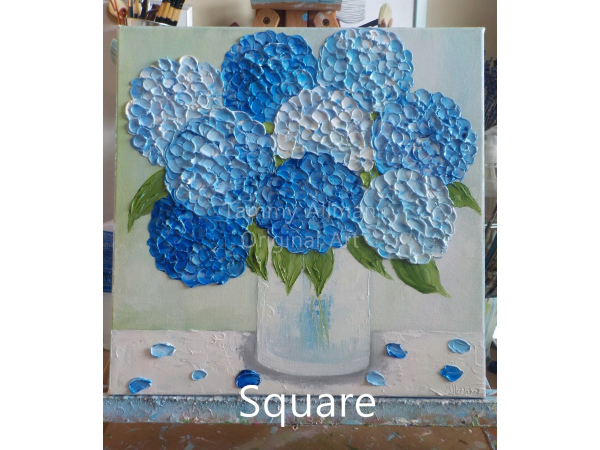 Blue Hydrangea Oil Impasto painting