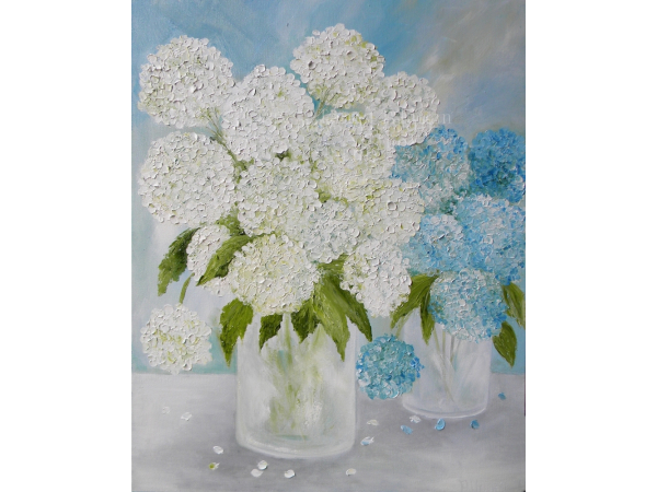 Double Vase Hydrangea Fine Art Painting by artist Tammy Allman