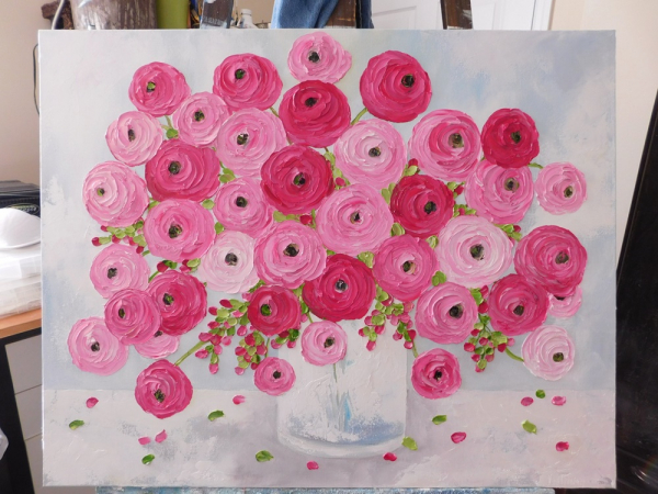 Ranunculus oil impasto custom painting