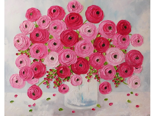 Impasto Ranunculus Oil Impasto Painting