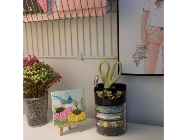 painting and easel for desk decor