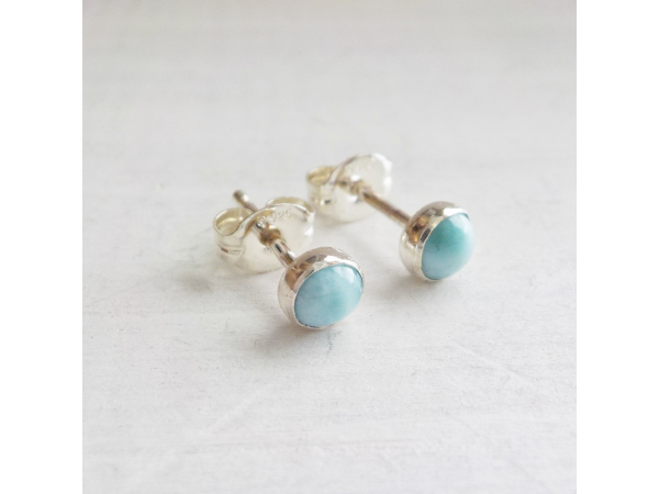 4mm Larimar stone earrings