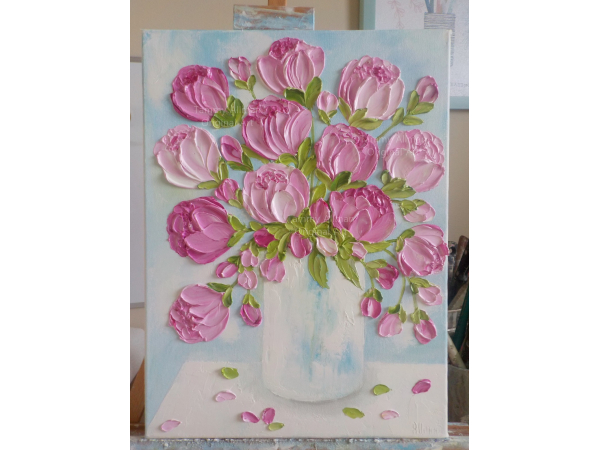 Peony flower oil painting