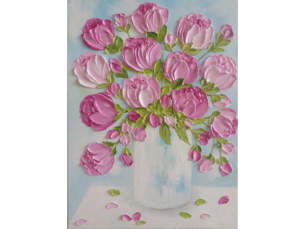 Peony Oil Impasto Painting