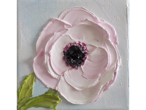 Pale Pink Anemone oil painting