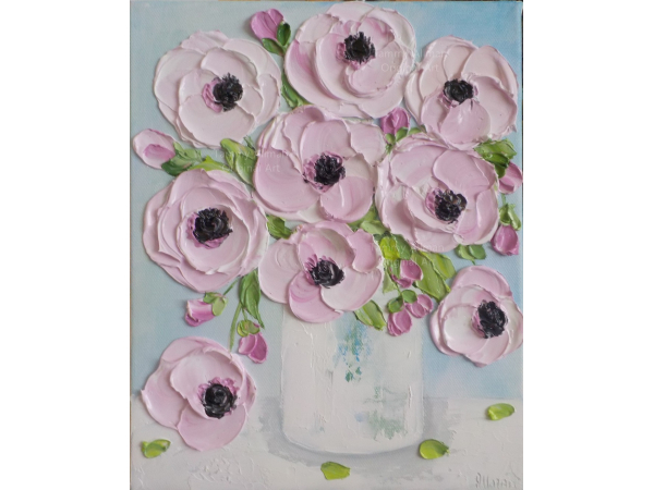 Pale Pink Anemone Painting