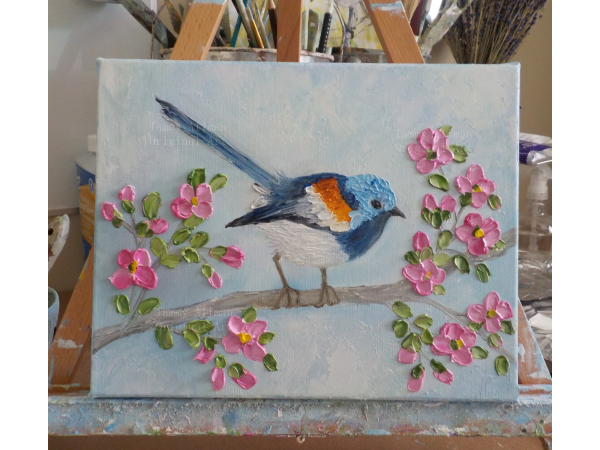 Fairy Wren Bird Oil Painting