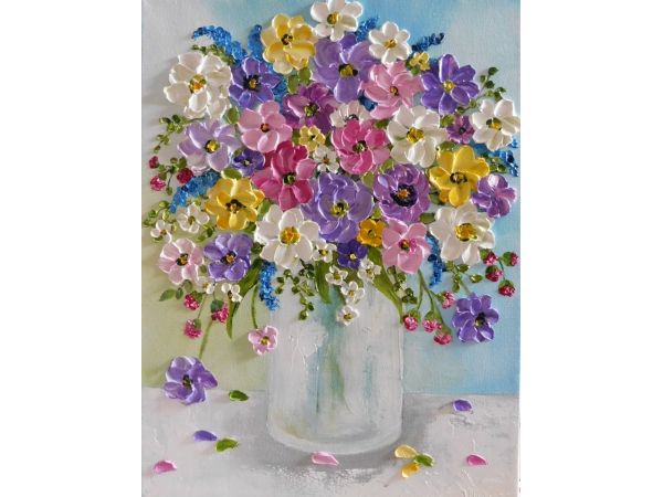 wildflower oil impasto painting